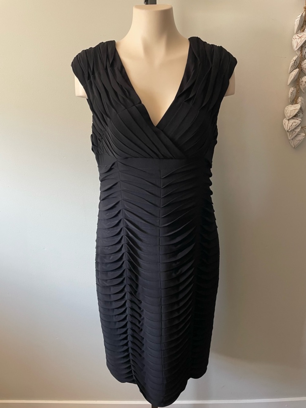 Adrianna Papell Ruched Sheath Dress Cocktail Evening Bodycon Sheath Size 14
